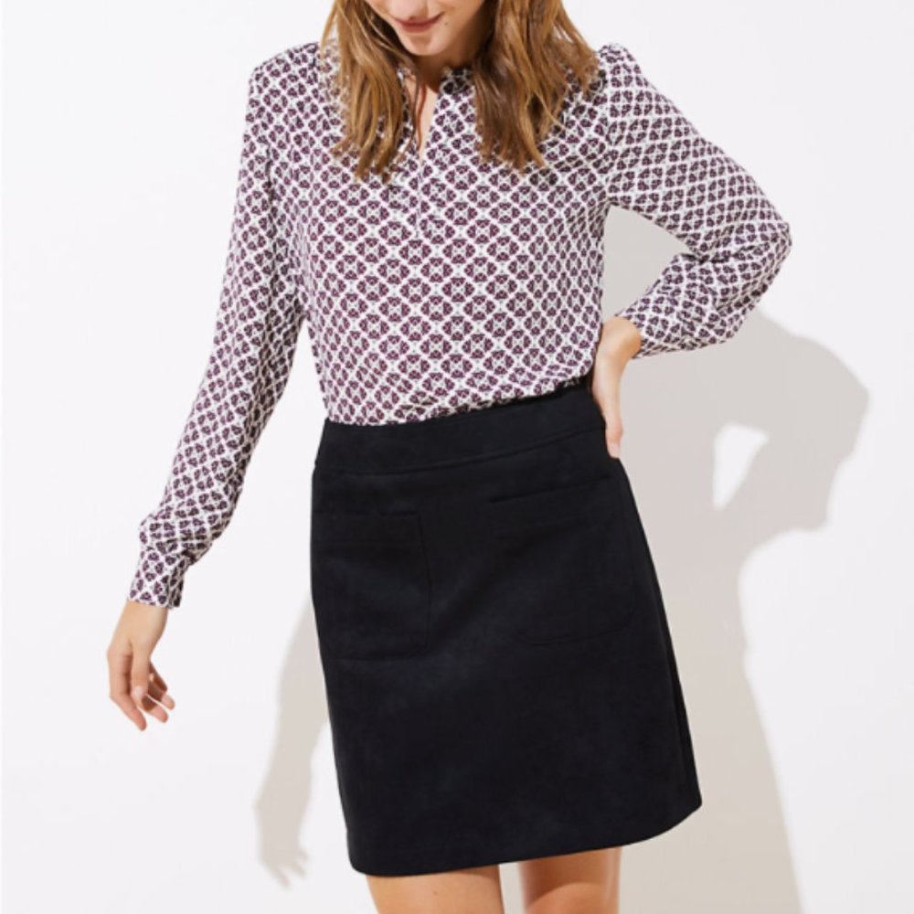 LOFT Faux Suede Pocket Shift Skirt